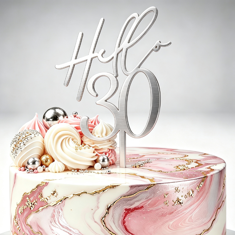 Hello 30 Cake Toppers Mirror Acrylic Hello 30 Birthday Cake Toppers, 30th Birthday Cake Decorations - Image 20