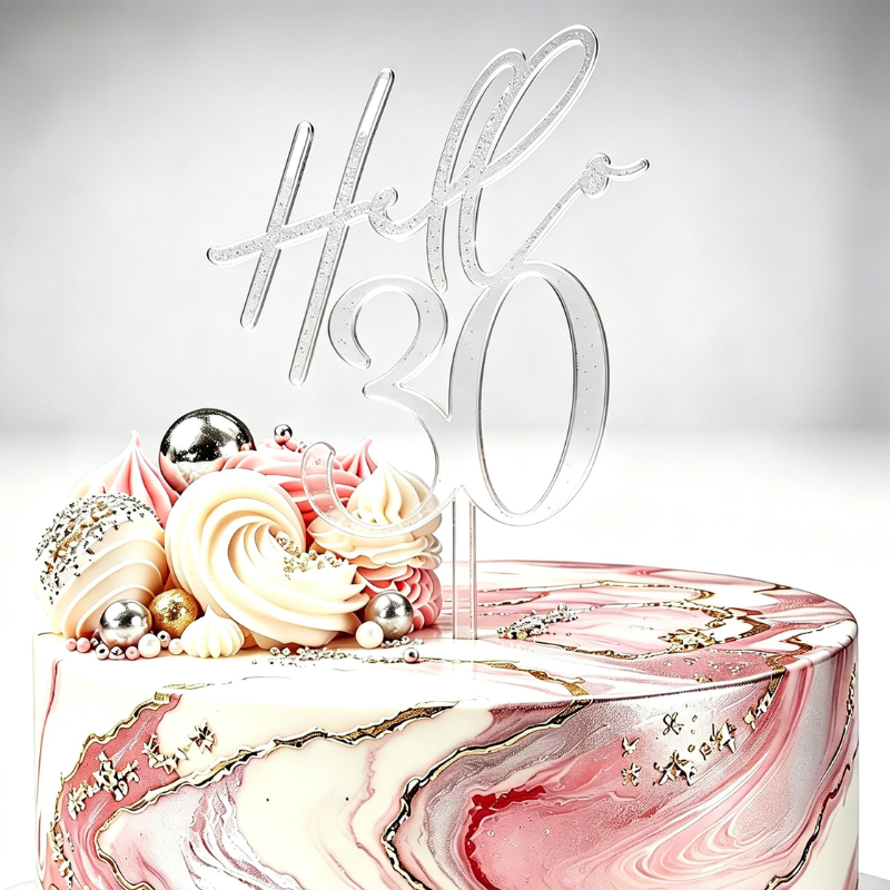 Hello 30 Cake Toppers Mirror Acrylic Hello 30 Birthday Cake Toppers, 30th Birthday Cake Decorations - Image 5