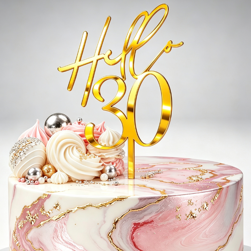 Hello 30 Cake Toppers Mirror Acrylic Hello 30 Birthday Cake Toppers, 30th Birthday Cake Decorations - Image 2