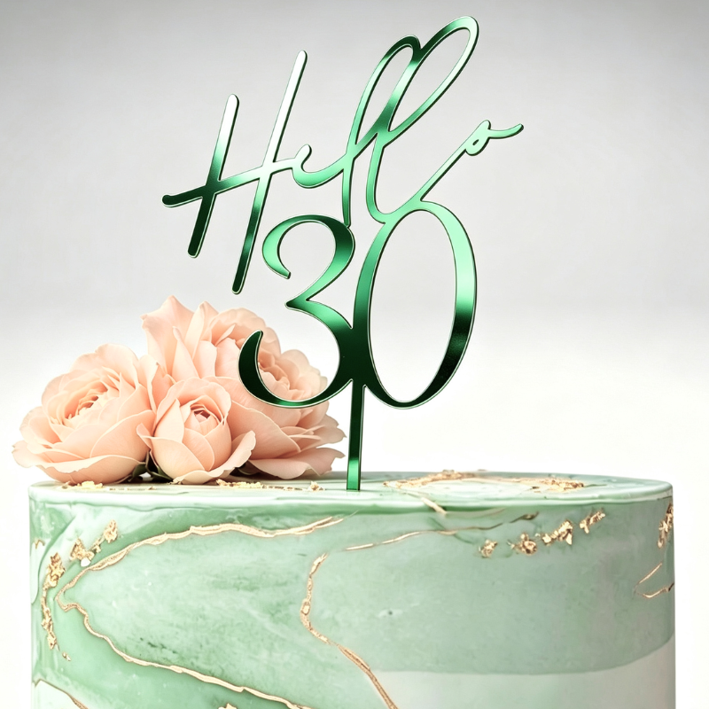 Hello 30 Cake Toppers Mirror Acrylic Hello 30 Birthday Cake Toppers, 30th Birthday Cake Decorations - Image 15