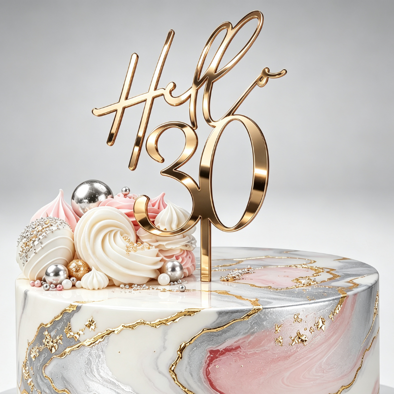 Hello 30 Cake Toppers Mirror Acrylic Hello 30 Birthday Cake Toppers, 30th Birthday Cake Decorations - Image 6