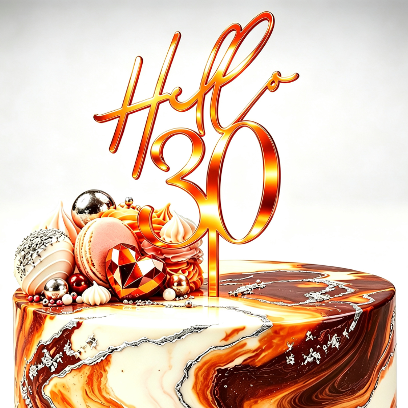 Hello 30 Cake Toppers Mirror Acrylic Hello 30 Birthday Cake Toppers, 30th Birthday Cake Decorations - Image 3