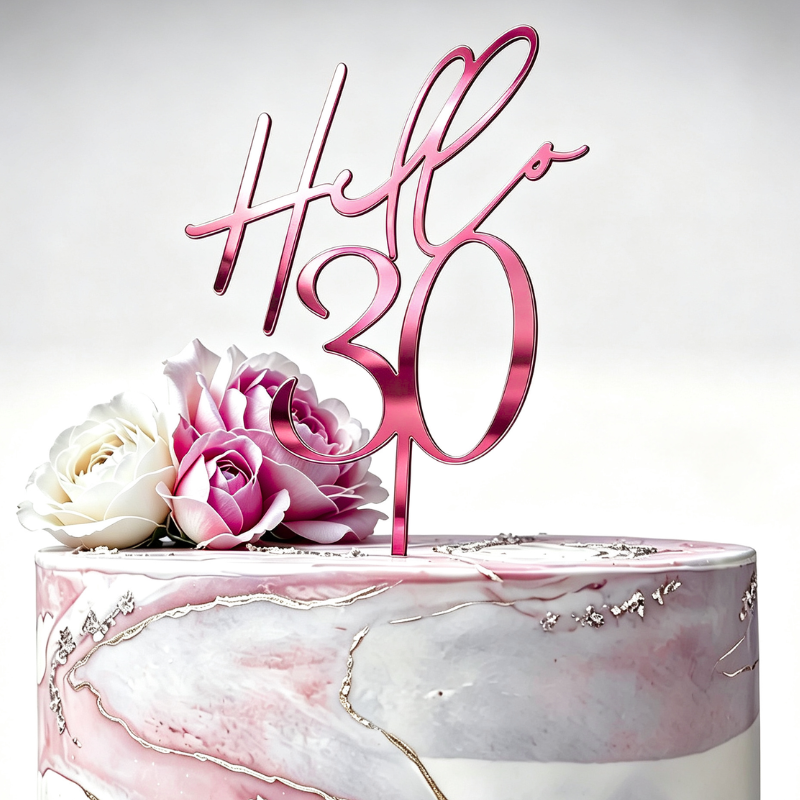 Hello 30 Cake Toppers Mirror Acrylic Hello 30 Birthday Cake Toppers, 30th Birthday Cake Decorations - Image 13