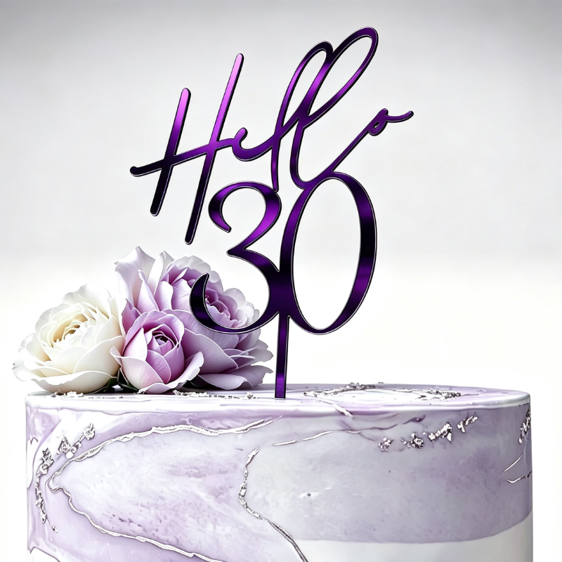Hello 30 Cake Toppers Mirror Acrylic Hello 30 Birthday Cake Toppers, 30th Birthday Cake Decorations - Image 12