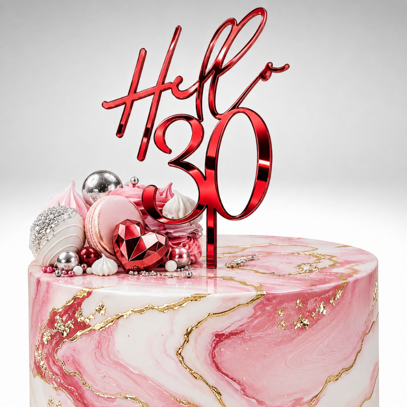 Hello 30 Cake Toppers Mirror Acrylic Hello 30 Birthday Cake Toppers, 30th Birthday Cake Decorations - Image 9