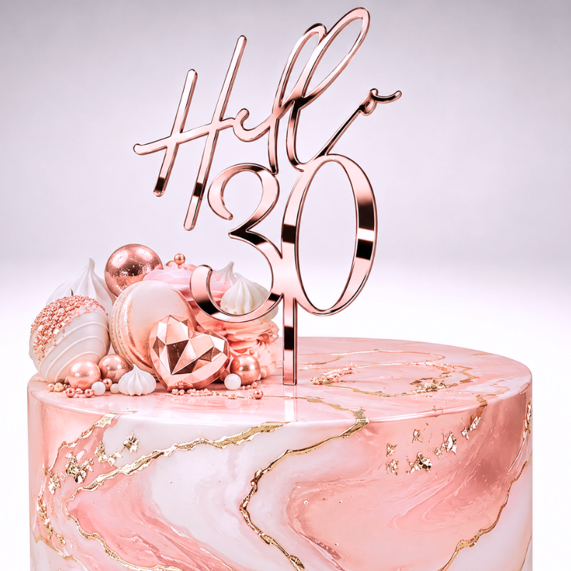 Hello 30 Cake Toppers Mirror Acrylic Hello 30 Birthday Cake Toppers, 30th Birthday Cake Decorations - Image 10