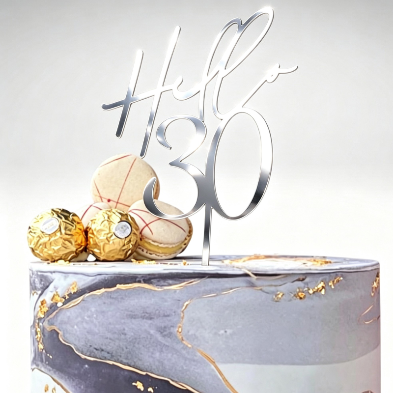 Hello 30 Cake Toppers Mirror Acrylic Hello 30 Birthday Cake Toppers, 30th Birthday Cake Decorations - Image 16