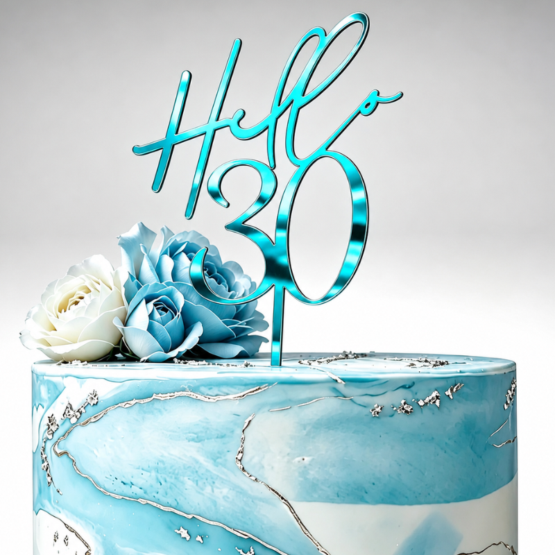 Hello 30 Cake Toppers Mirror Acrylic Hello 30 Birthday Cake Toppers, 30th Birthday Cake Decorations - Image 11