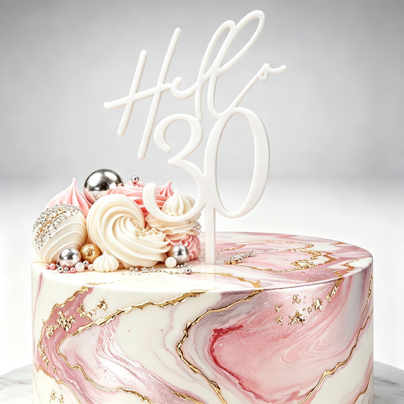 Hello 30 Cake Toppers Mirror Acrylic Hello 30 Birthday Cake Toppers, 30th Birthday Cake Decorations - Image 18