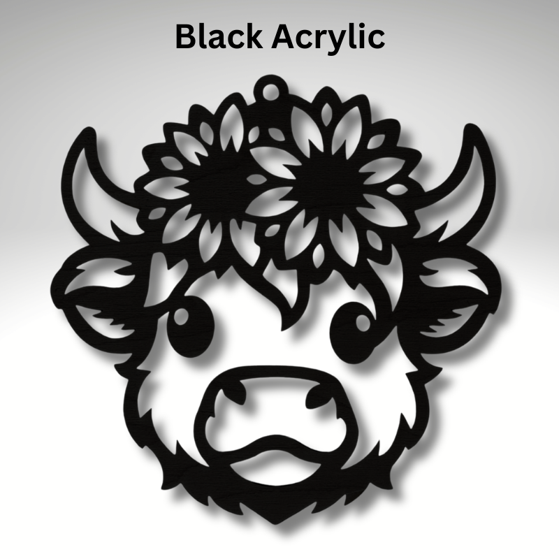 Highland Cow Resin Art Templates Highland Cow Flower Wood Cut Outs Highland Cow Suncatcher Blanks - Image 3