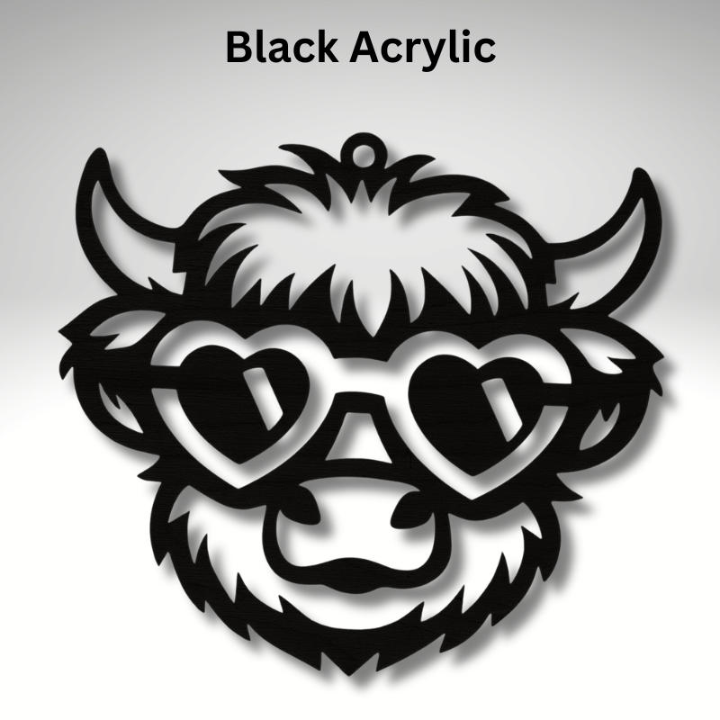 Highland Cow Resin Art Templates Highland Cow With Sunglasses Wood Cut Outs Highland Cow Suncatcher Blanks - Image 3