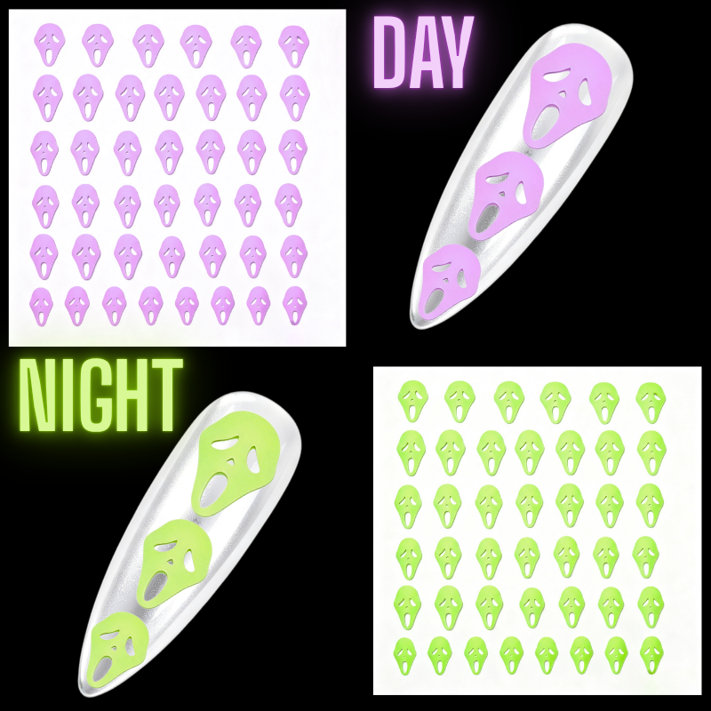 Halloween Glow In The Dark Nail Art Stickers, Scream Mask Ghost Face Nail Art Stickers - Image 4