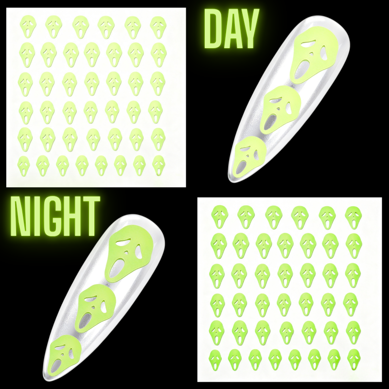 Halloween Glow In The Dark Nail Art Stickers, Scream Mask Ghost Face Nail Art Stickers - Image 2