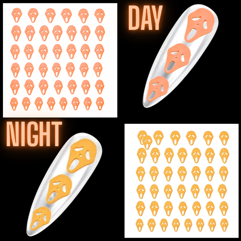 Halloween Glow In The Dark Nail Art Stickers, Scream Mask Ghost Face Nail Art Stickers - Image 6