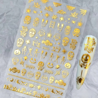 Gold Halloween Nail Art Stickers Design 15