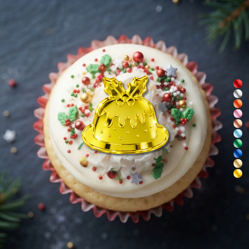 Christmas Pudding Xmas Cupcake Toppers, Festive Xmas Cake Decorations, Christmas Cake Decorations - Image 10