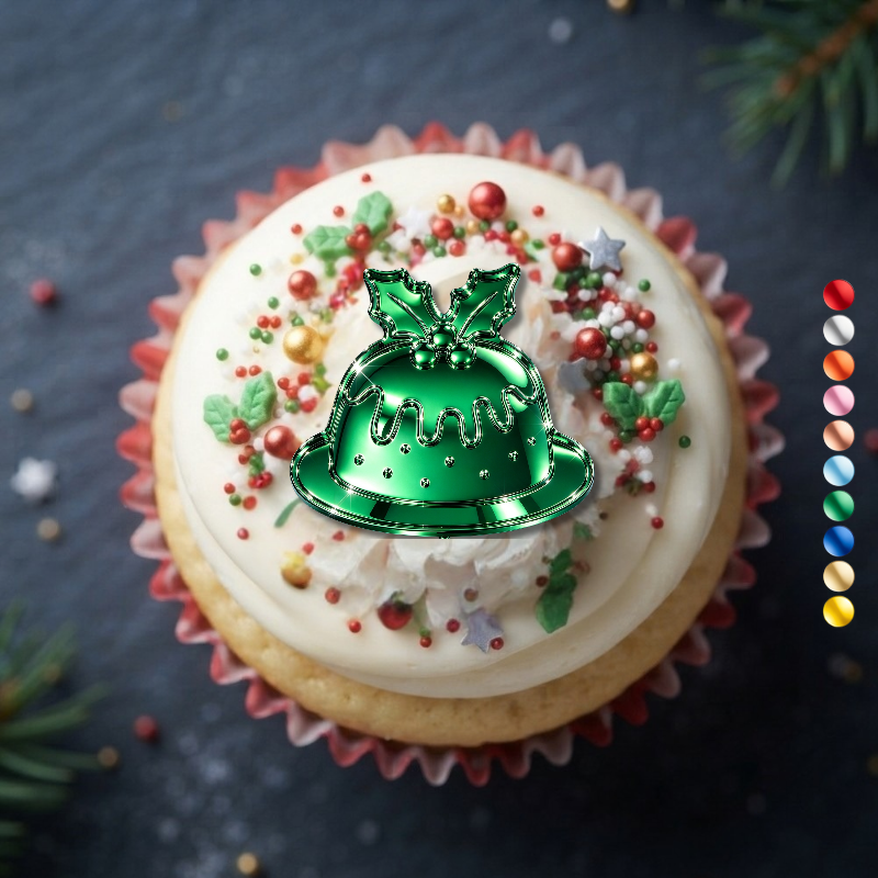 Christmas Pudding Xmas Cupcake Toppers, Festive Xmas Cake Decorations, Christmas Cake Decorations - Image 11