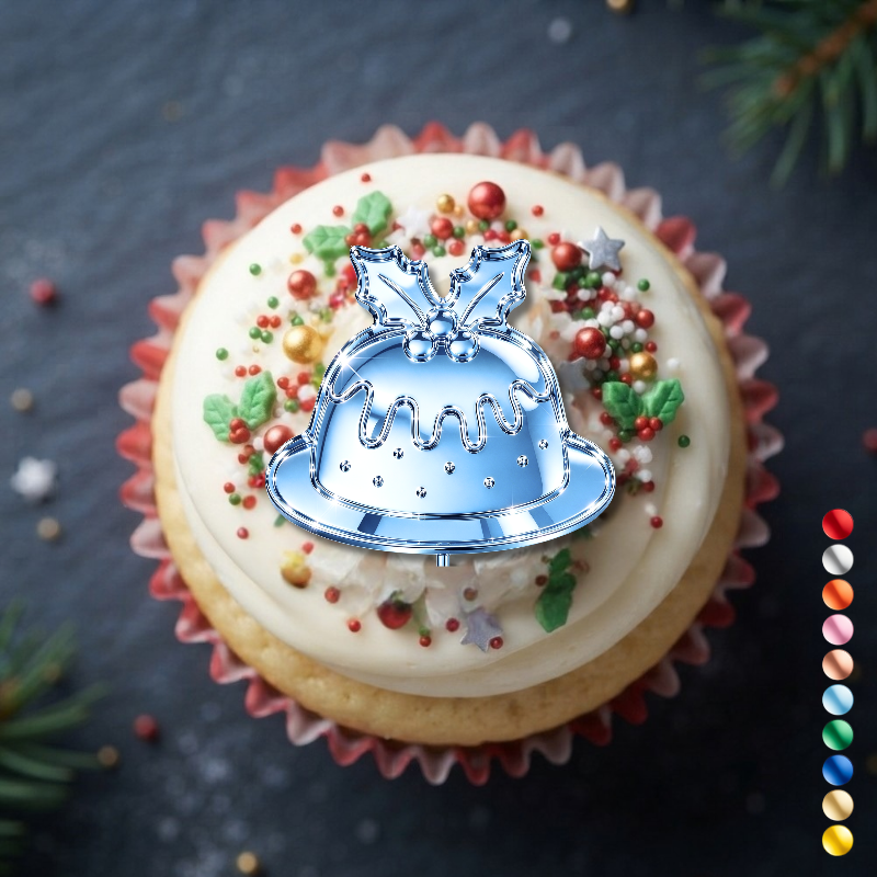 Christmas Pudding Xmas Cupcake Toppers, Festive Xmas Cake Decorations, Christmas Cake Decorations - Image 4