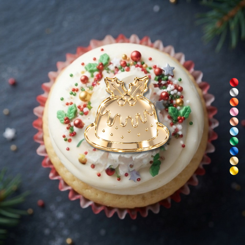 Christmas Pudding Xmas Cupcake Toppers, Festive Xmas Cake Decorations, Christmas Cake Decorations - Image 8