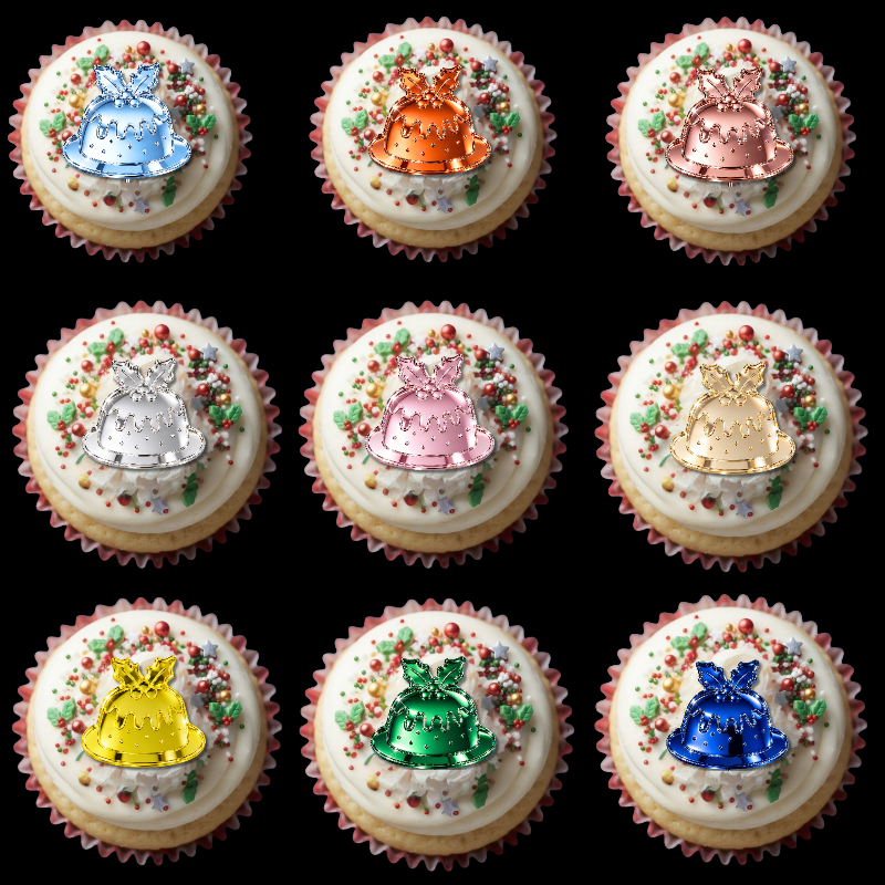 Christmas Pudding Xmas Cupcake Toppers, Festive Xmas Cake Decorations, Christmas Cake Decorations - Image 3