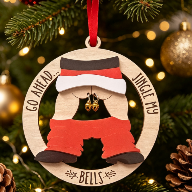 Jingle My Balls Baubles, Personalised Jingle My Bells Xmas Baubles, Naughty Santa Baubles, Novelty Santa Christmas Ornaments - Image 5
