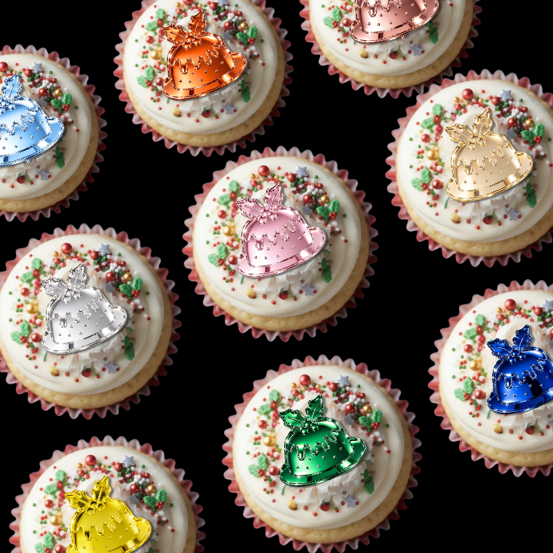 Christmas Pudding Xmas Cupcake Toppers, Festive Xmas Cake Decorations, Christmas Cake Decorations - Image 2