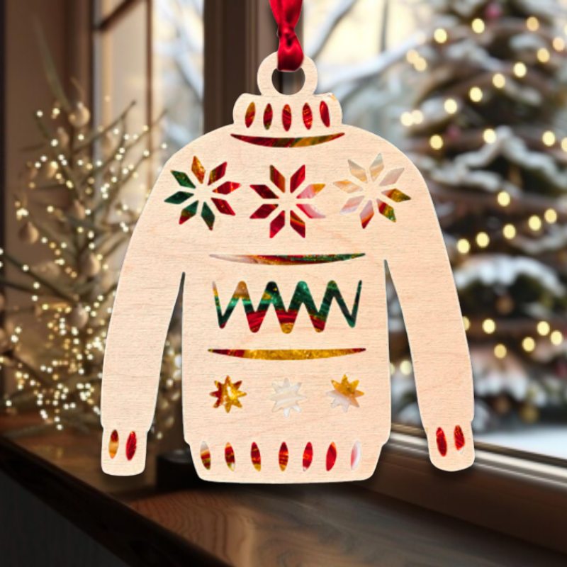 Xmas Jumper Resin Art Templates Xmas Bauble Wood Cut Outs Christmas Sweater Suncatcher Craft Blanks - Image 2