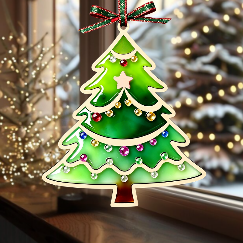 Xmas Tree Resin Art Templates Christmas Tree Wood Cut Outs Festive Xmas Tree Suncatcher Craft Blanks - Image 2