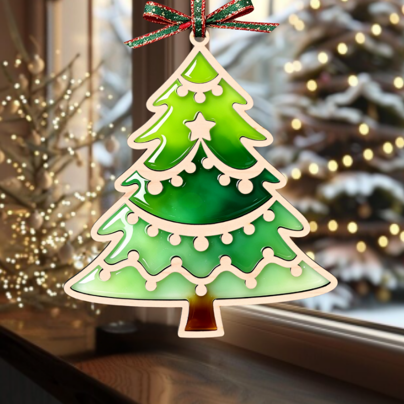 Xmas Tree Resin Art Templates Christmas Tree Wood Cut Outs Festive Xmas Tree Suncatcher Craft Blanks - Image 4