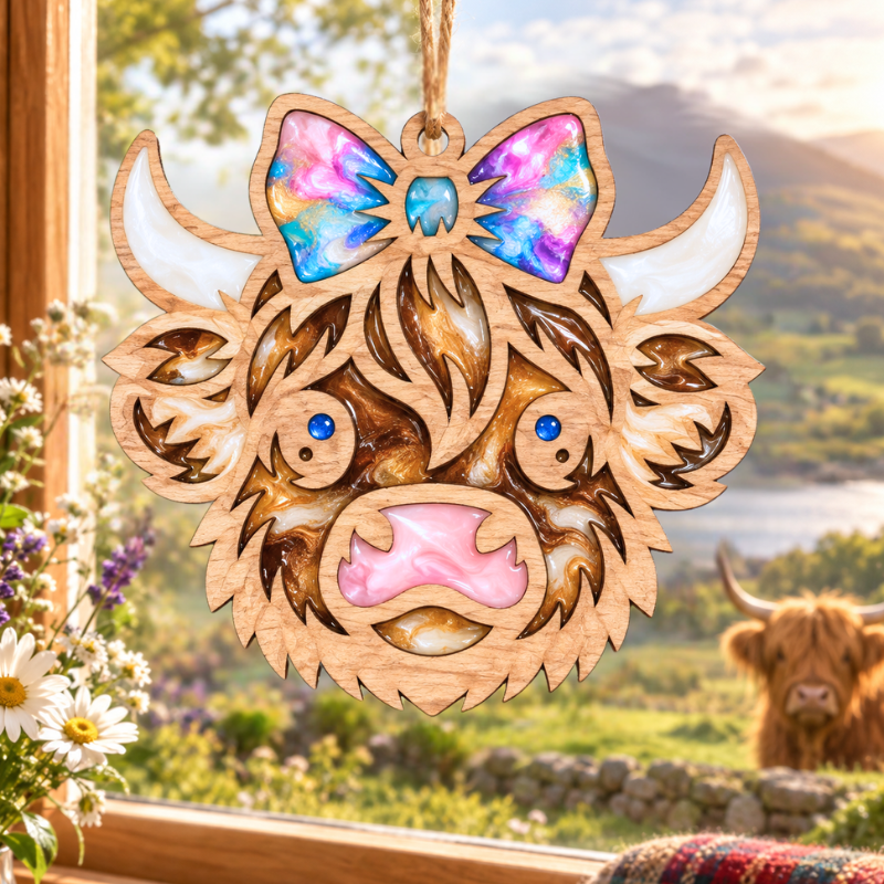 Highland Cow Resin Art Templates Highland Cow Wood Cut Outs Highland Cow Suncatcher Blanks - Image 2
