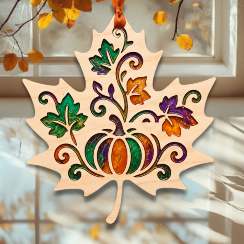 Maple Leaf Resin Art Templates Halloween Pumpkin Cut Outs Maple Leaf Halloween Suncatcher Craft Blanks - Image 2