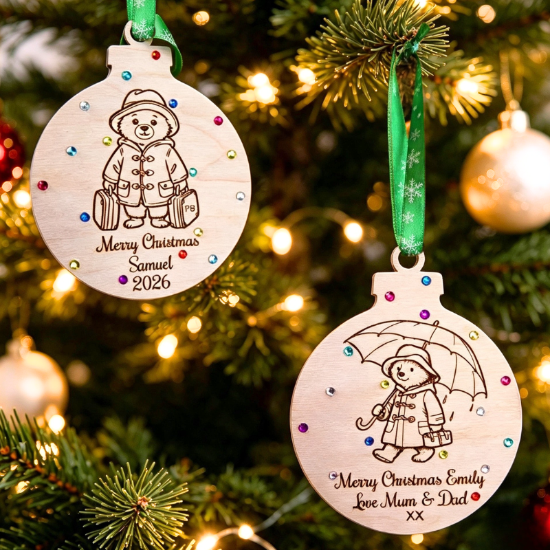 Paddington Bear Wooden Christmas Baubles