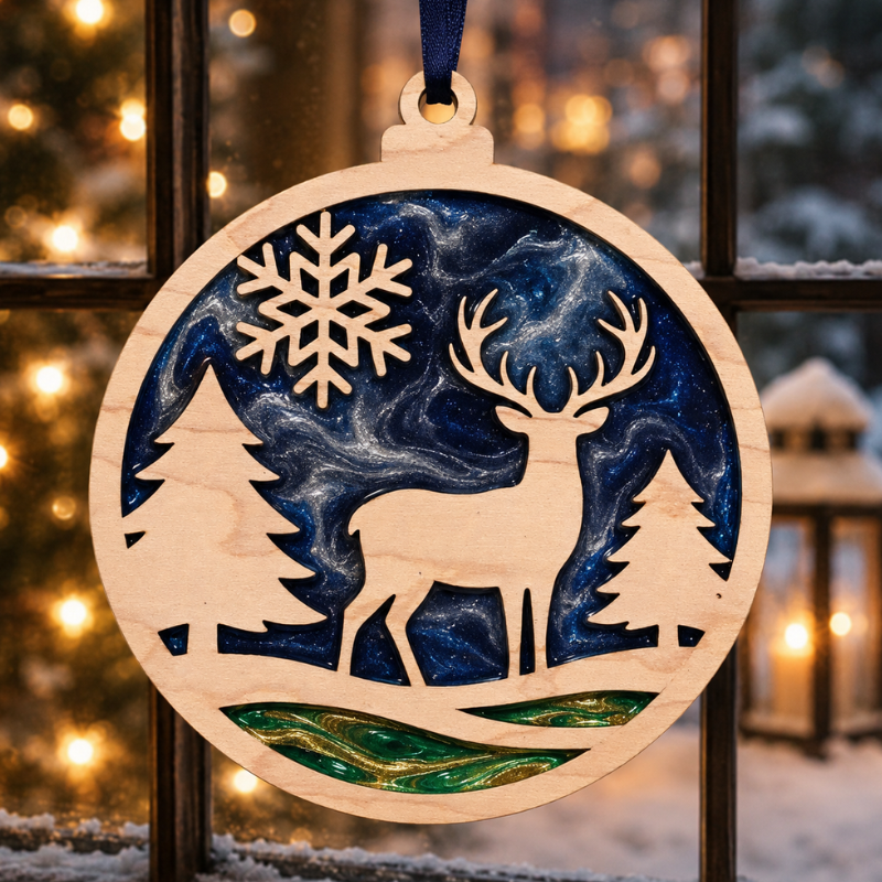 Reindeer Resin Art Templates Christmas Reindeer Wood Cut Outs Reindeer Suncatcher Craft Blanks - Image 2