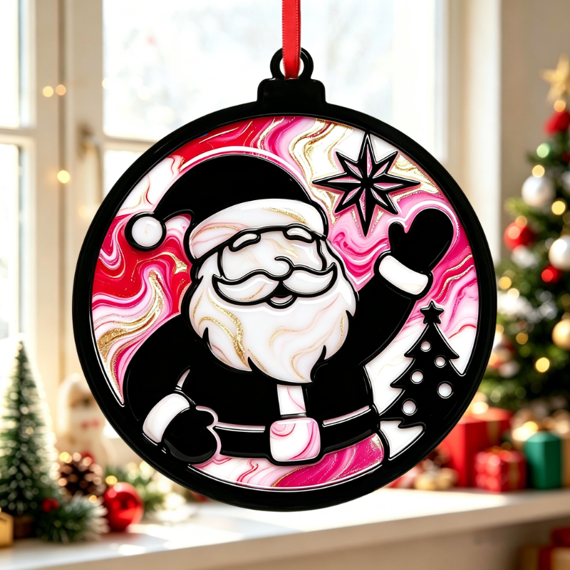 Santa Claus Resin Art Templates Christmas Bauble Wood Cut Outs Father Xmas Suncatcher Craft Blanks - Image 4