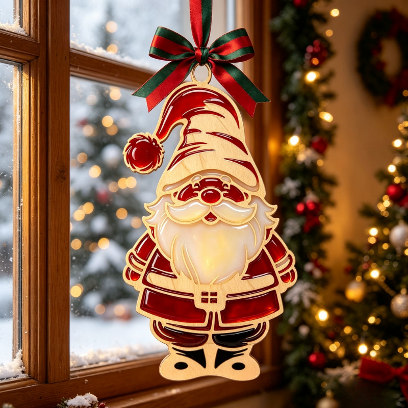 Father Christmas Resin Art Templates Christmas Bauble Wood Cut Outs Santa Claus Suncatcher Craft Blanks - Image 2