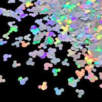 Mickey Mouse Silver Holographic Glitter Head Shapes, Mickey Mouse Head Glitter Sequins