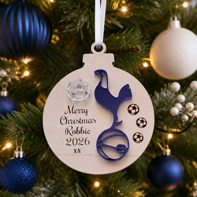 Tottenham Hotspur Xmas Baubles, Personalised Tottenham Hotspur Football Bauble Christmas Decorations - Image 2