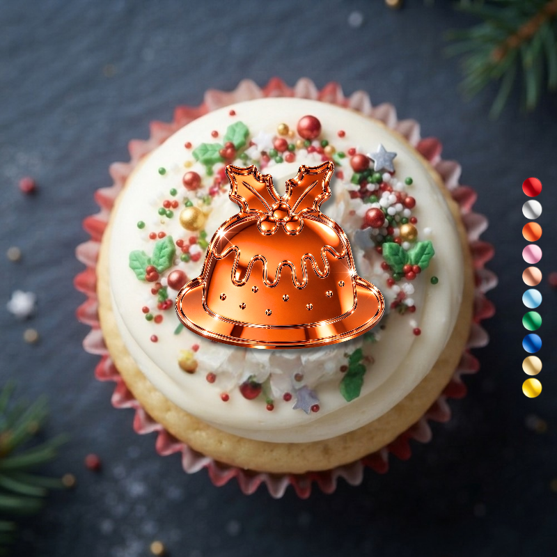 Christmas Pudding Xmas Cupcake Toppers, Festive Xmas Cake Decorations, Christmas Cake Decorations - Image 6