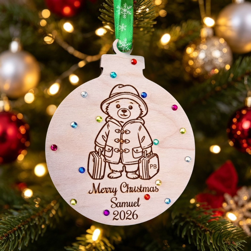 Paddington Bear Xmas Baubles, Personalised Paddington Bear Christmas Tree Decorations - Image 5