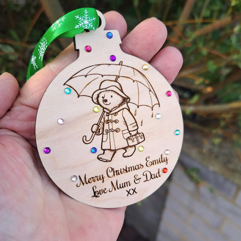 Paddington Bear Xmas Baubles, Personalised Paddington Bear Christmas Tree Decorations - Image 2