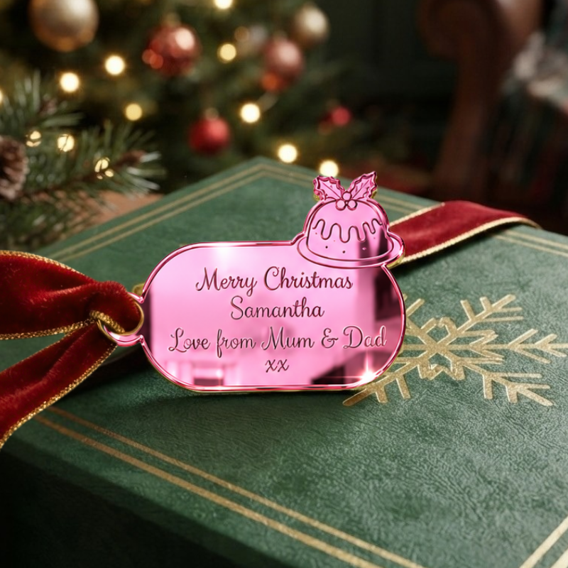 Personalised Xmas Present Gift Tags, Christmas Pudding Present Name Tags, Christmas Gift Name Tags - Image 2