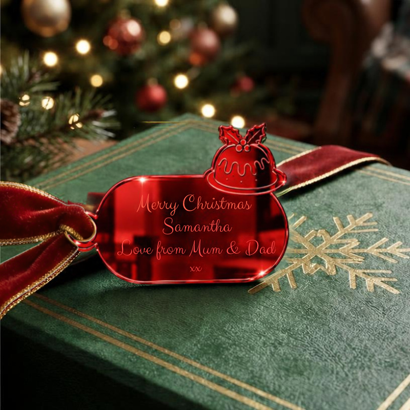 Personalised Xmas Present Gift Tags, Christmas Pudding Present Name Tags, Christmas Gift Name Tags - Image 5