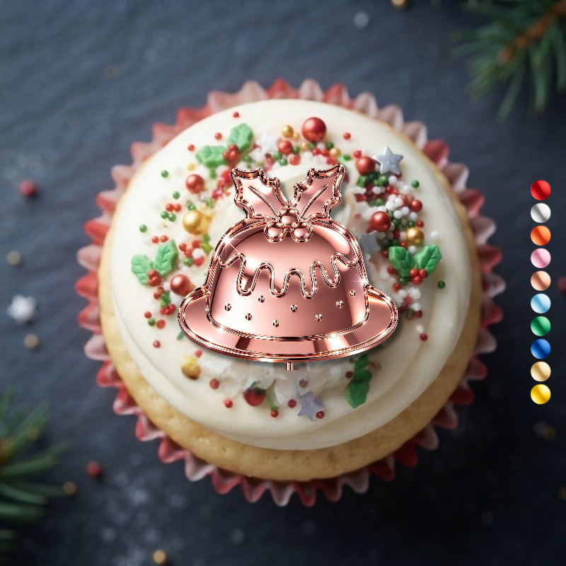 Christmas Pudding Xmas Cupcake Toppers, Festive Xmas Cake Decorations, Christmas Cake Decorations - Image 5