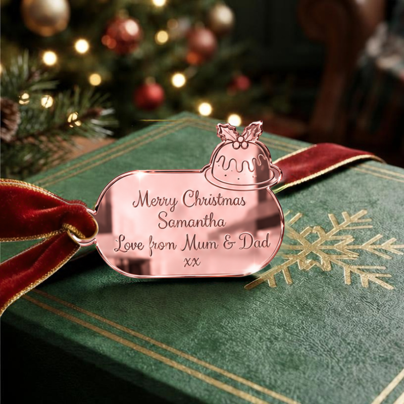 Personalised Xmas Present Gift Tags, Christmas Pudding Present Name Tags, Christmas Gift Name Tags - Image 8