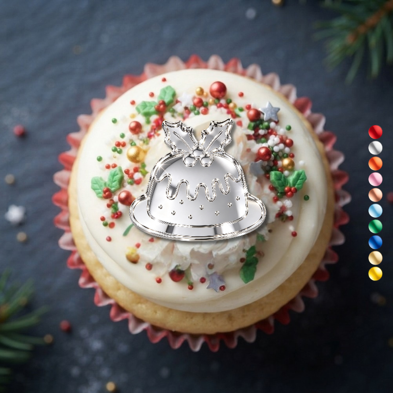 Christmas Pudding Xmas Cupcake Toppers, Festive Xmas Cake Decorations, Christmas Cake Decorations - Image 9