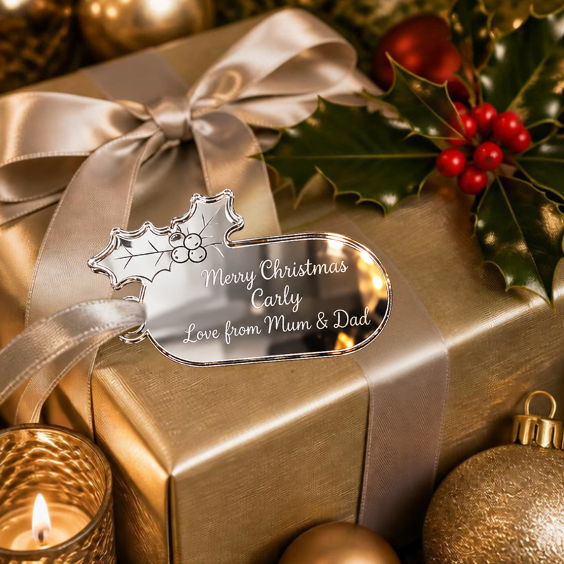 Personalised Xmas Gift Tags, Holly Christmas Present Name Tags, Christmas Gift Name Tags, Festive Xmas Present Gift Tags - Image 2