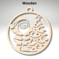 Wooden Christmas Santa And Christmas Tree wood cut out