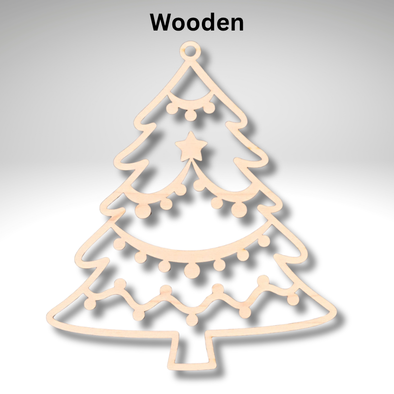 Wooden Christmas Tree Suncatcher