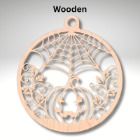Wooden Halloween Spider Web And Pumpkin Suncatcher