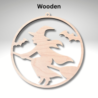 Wooden Halloween Witch Suncatcher